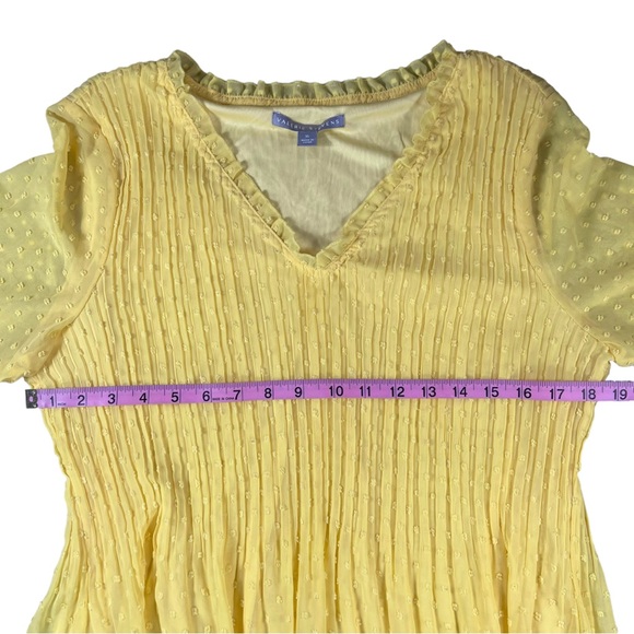 Valerie Stevens size Xl yellow bell sleeve vneck lined empire line boho top EUC - Picture 8 of 11